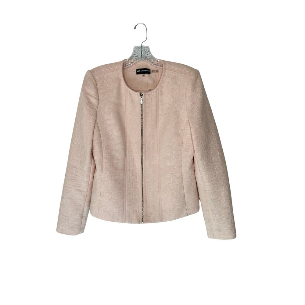 Karl Lagerfeld Pink Bright Dressy Work Office Full Zip Jacket Blazer Size 8‎